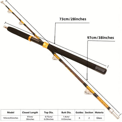 "Trolling Rod 2-Section Saltwater Offshore Heavy Straight Butt Roller Fishing Rod Conventional Boat Fishing Pole 165cm/5'4"" 50-100lbs - For Saltwater Fishing Enthusiasts - Durable Construction for Offshore Use - Ideal Gift for Anglers"