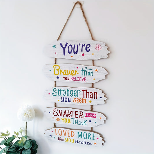 1pc Inspirational Decorative Sign - Uplifting Room Decoration, Holiday Gift, Hanging Ornament with Motivational Quotes and String for Home, Office, or Classroom