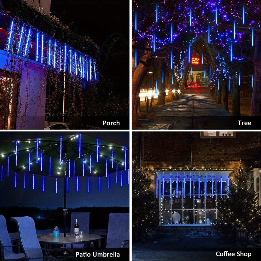 192LED/288LED Solar String Lights, 8 Tubes 1pc Waterproof Solar Meteor Rain Lights, For Tree, Wedding, Christmas, Holiday Party, Patio