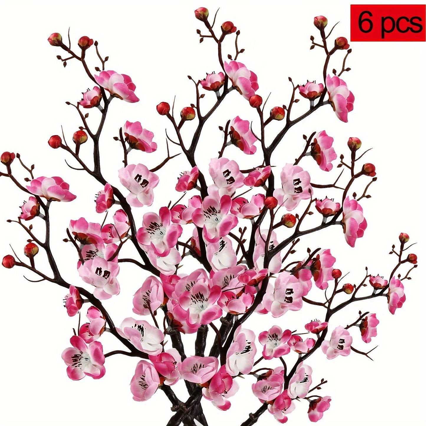 12pcs Tall Artificial Plum Blossom Flowers Branches - Realistic DIY Decor for Christmas, New Year, Spring, and Winter - Perfect for Vase Arrangements, Centerpieces, and Aesthetic Room Decorations