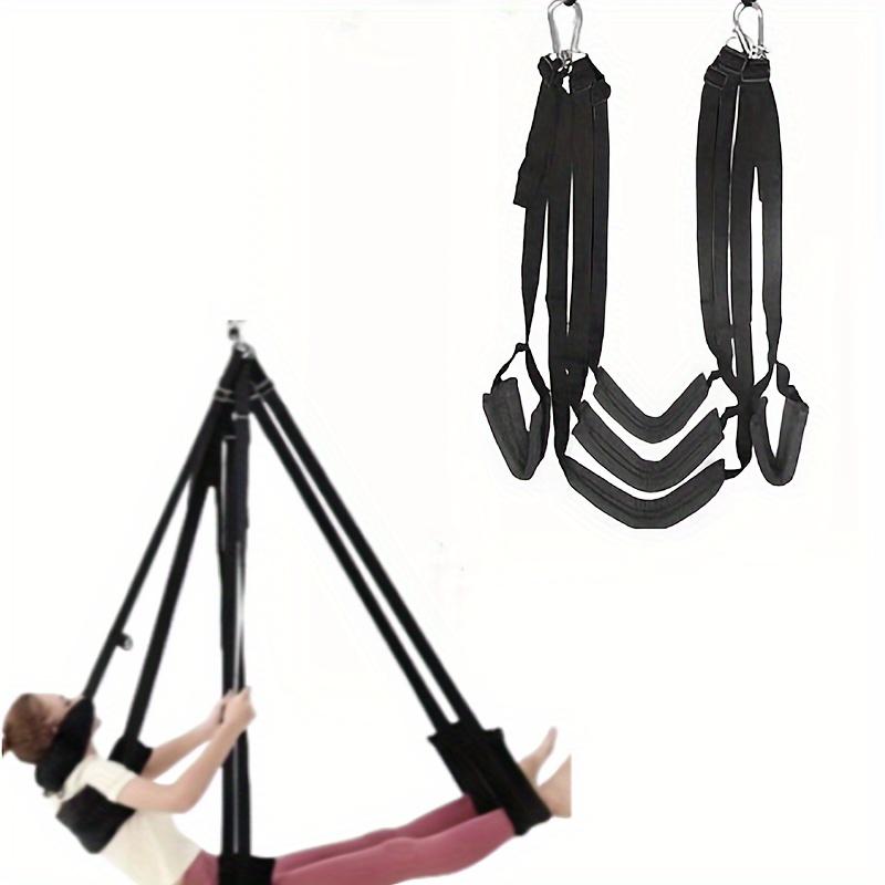 1pc Aerial Yoga Hammock Swing with Adjustable Straps, Polyester Fiber Fitness Equipment for Home Gym, Pilates, Stretching, and Relaxation - Black/Red